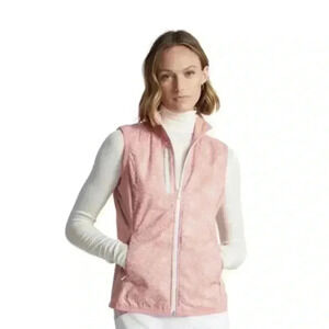 RLX Golf Ralph Lauren Women's Pink White Sleeveless Full-Zip Vest NWT $178 M